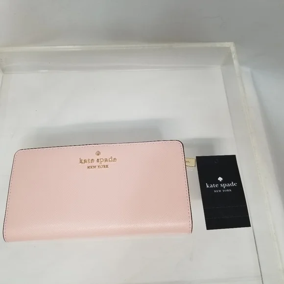 Kate Spade New York New With Tags Madison Conco Pink Large Slim Billfold Wallet